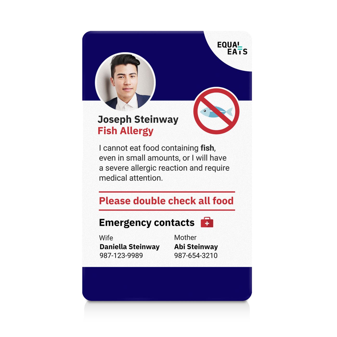 Navy Fish Allergy ID Card (EqualEats)