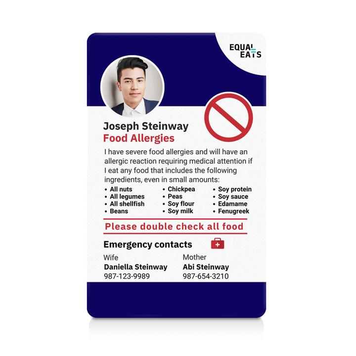 Navy Custom Multiple Food Allergy ID Card (EqualEats)