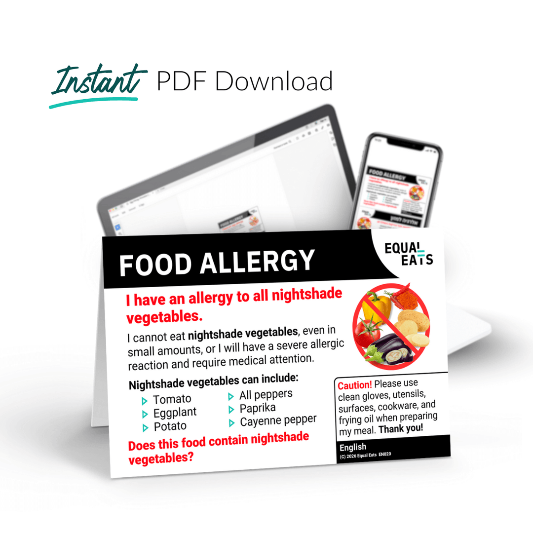 Nightshade Allergy Printable Card (PDF Download)