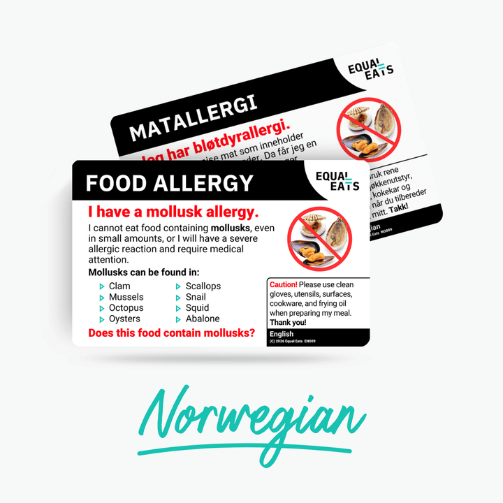 Norwegian Mollusk Allergy Card