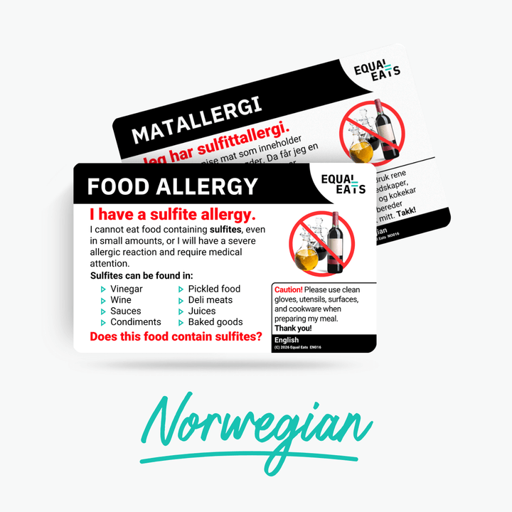 Norwegian Sulfite Allergy Card