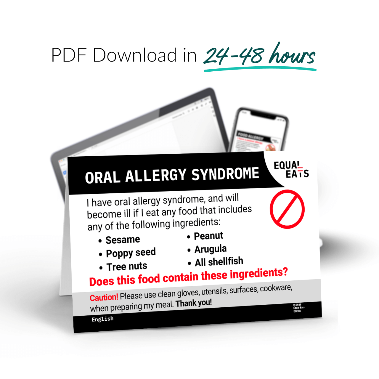 Allergy Notes Printable Food Allergy Card | 50 Languages | 500 Allergens – Equal Eats