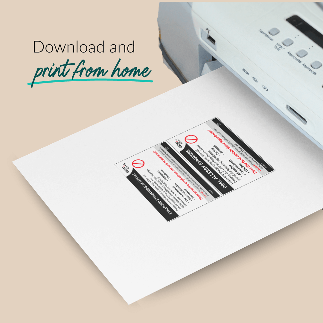 Printable Customized Oral Allergy Syndrome Card (Print at Home)