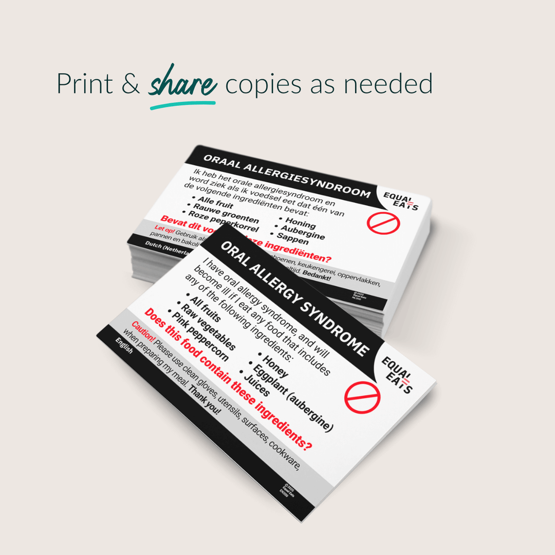 Printable Customized Oral Allergy Syndrome Card (Print at Home)