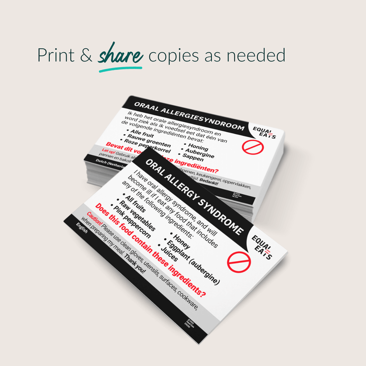 Printable Customized Oral Allergy Syndrome Card (Print at Home)