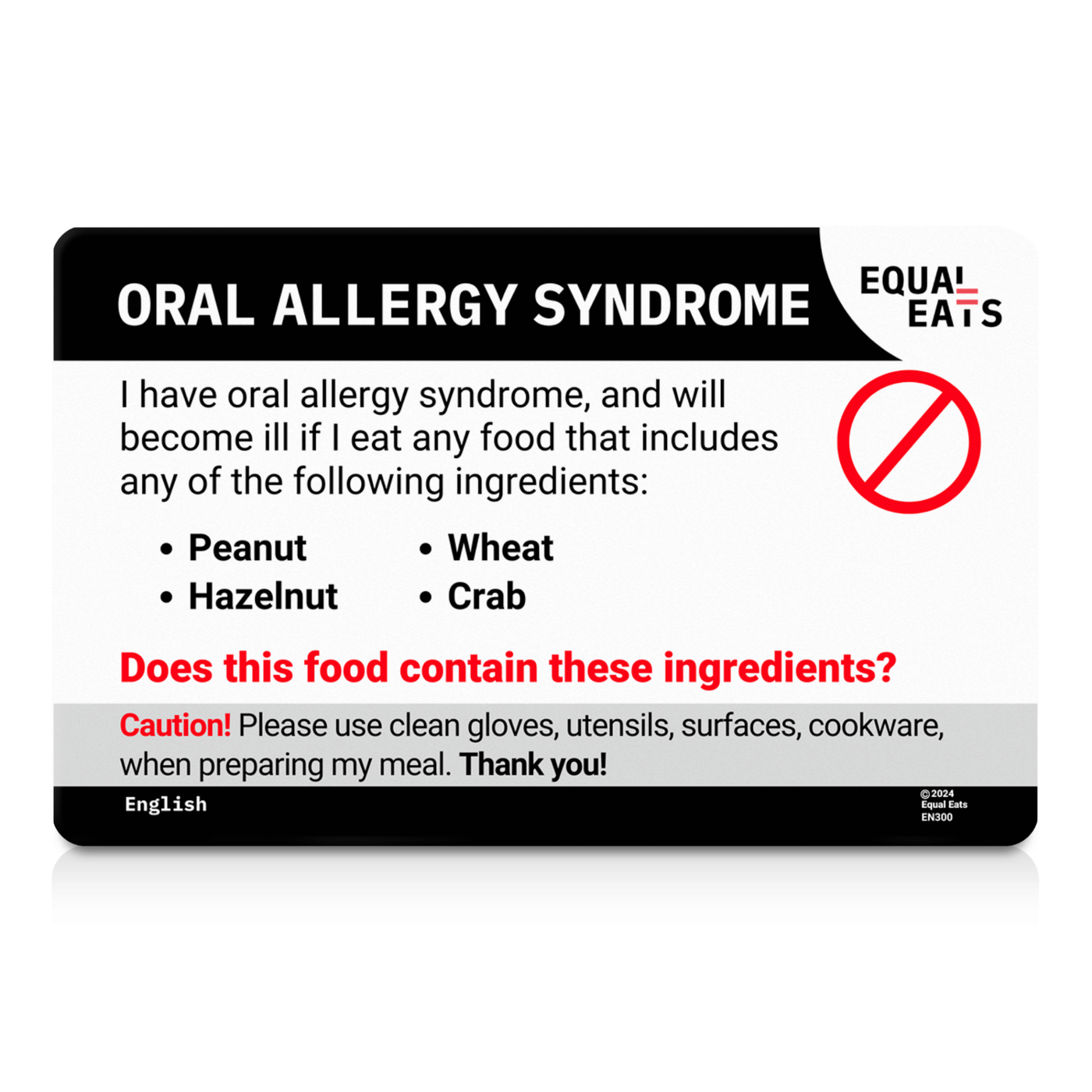 Oral Allergy Translation Card by Equal Eats
