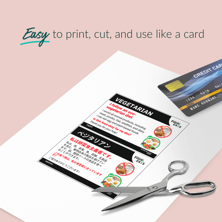 Ovo Vegetarian Diet Printable Card (PDF Download)