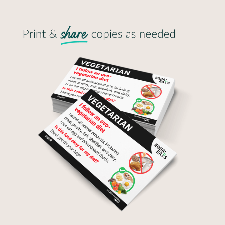 Ovo Vegetarian Diet Printable Card (PDF Download)