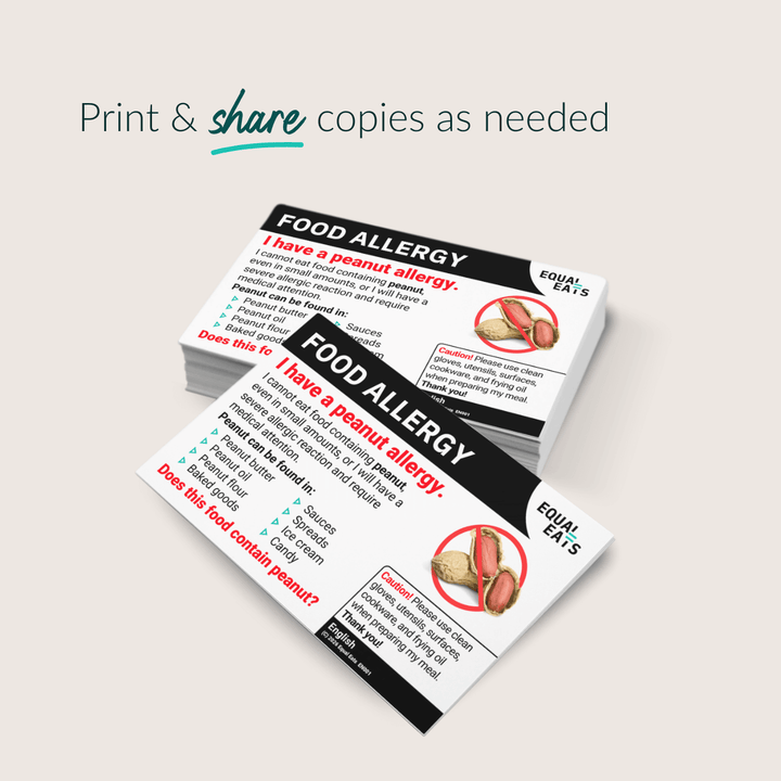 Peanut Allergy Printable Card (PDF Download)