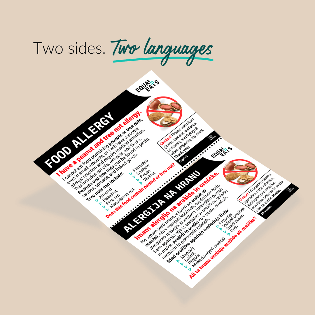 Peanut and Tree Nut Allergy Printable Card (PDF Download)