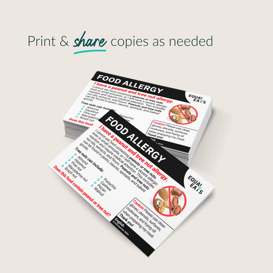 Peanut and Tree Nut Allergy Printable Card (PDF Download)