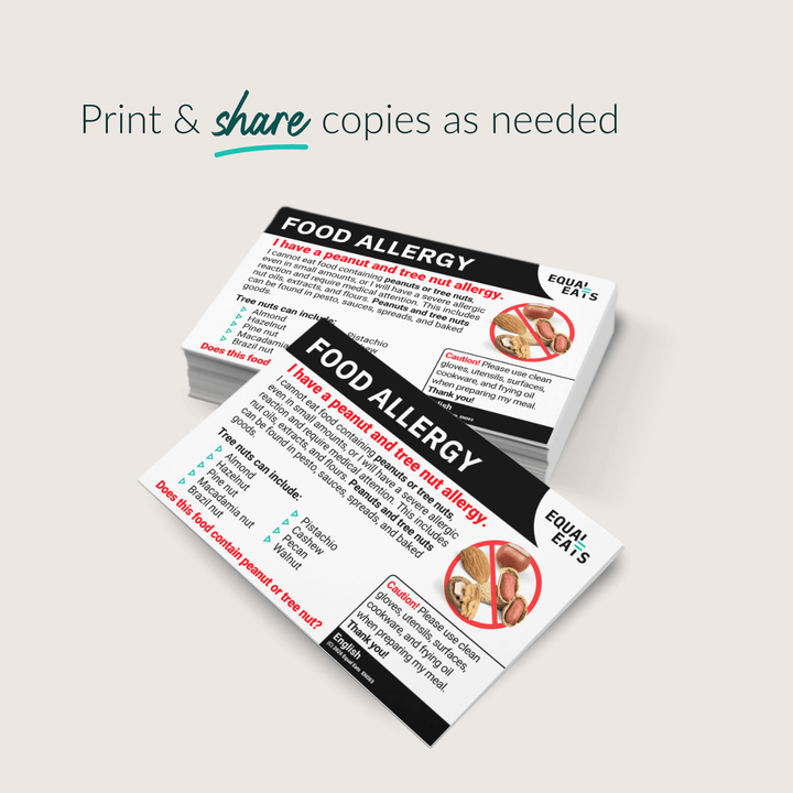 Peanut and Tree Nut Allergy Printable Card (PDF Download)