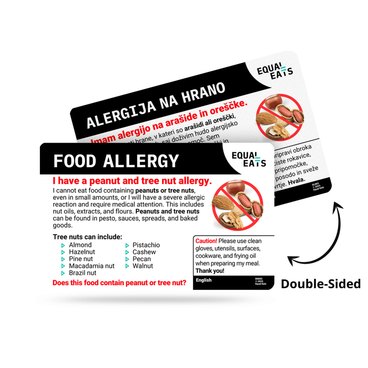 Allergy Translation Card for Allergies to Peanut and Nuts