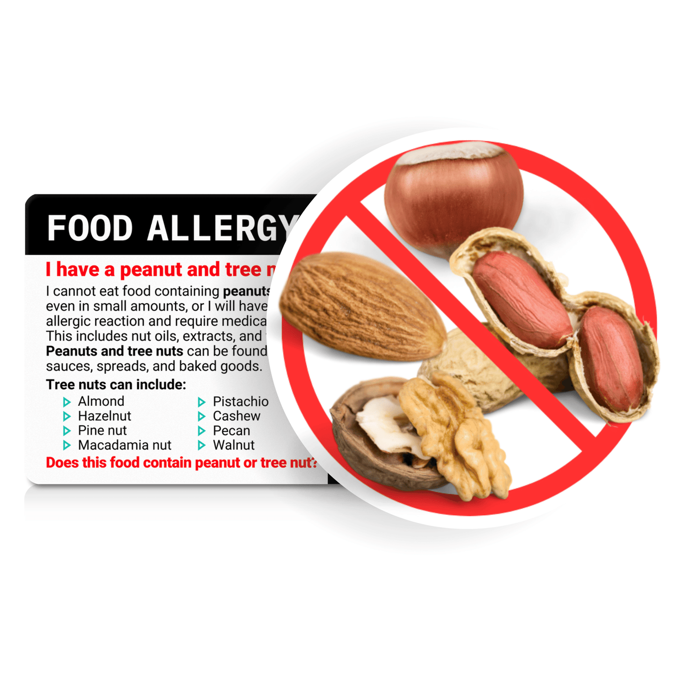 Peanut Tree Nut Allergy Alert Card