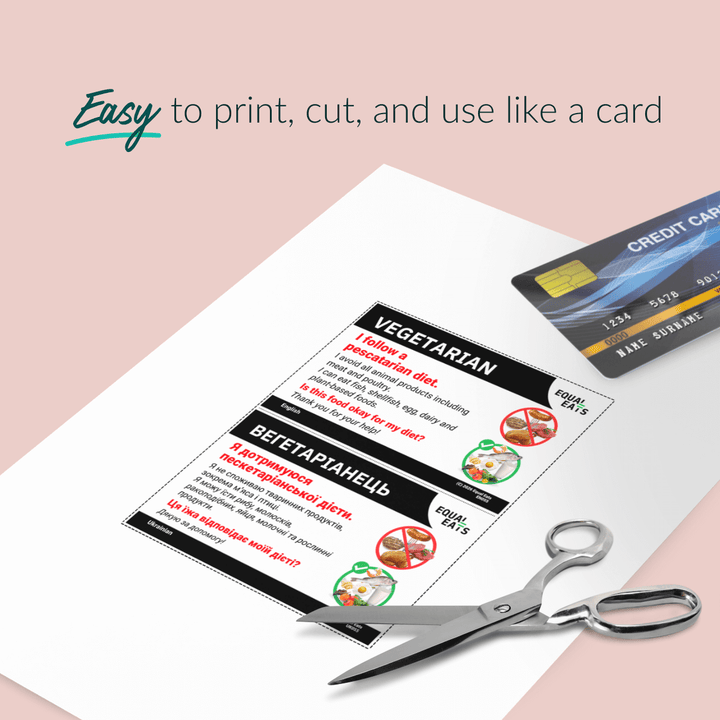 Pescatarian Diet Printable Card (PDF Download)