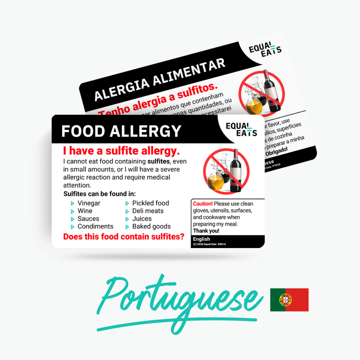 Portuguese (Portugal) Sulfite Allergy Card