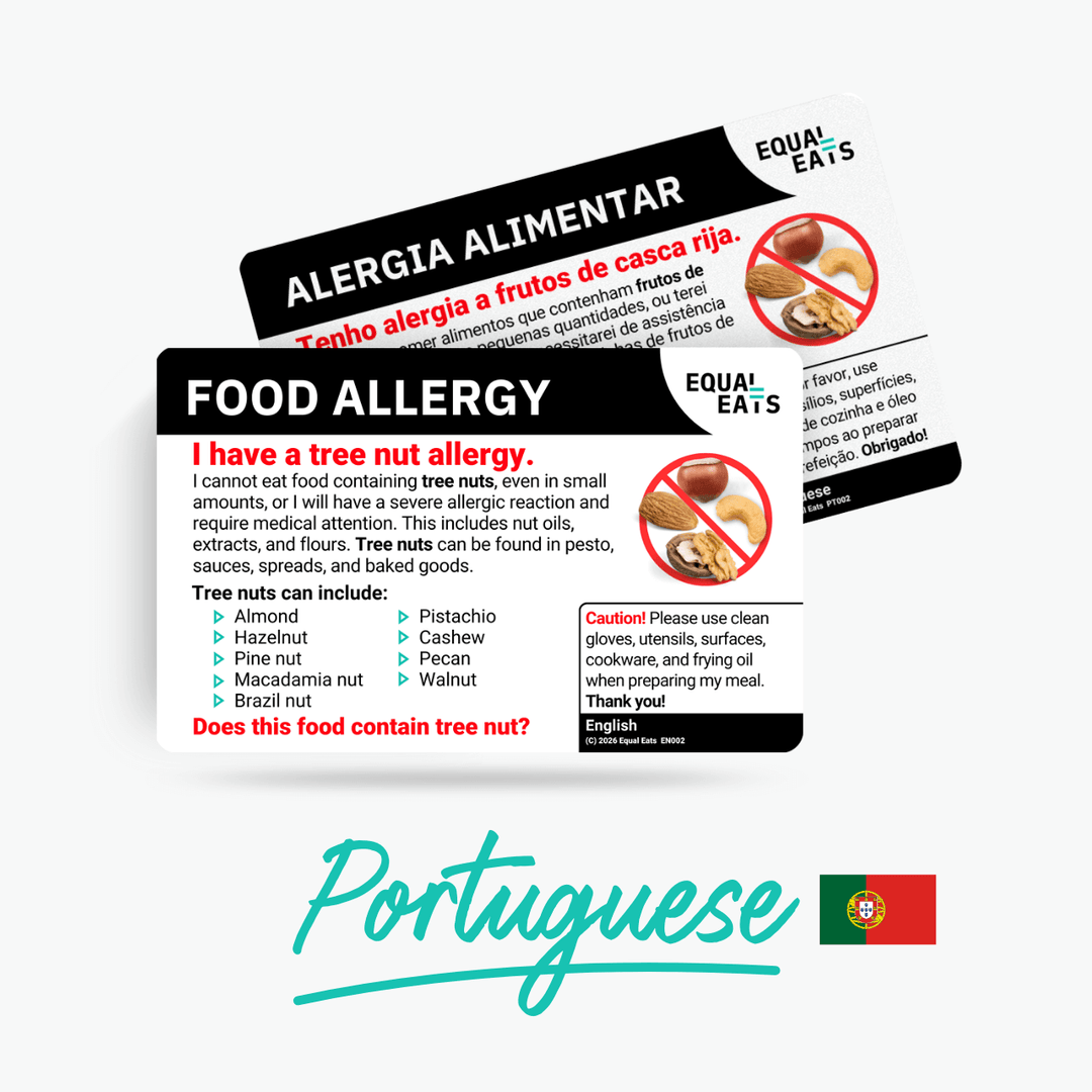 Portuguese (Portugal) Tree Nut Allergy Card