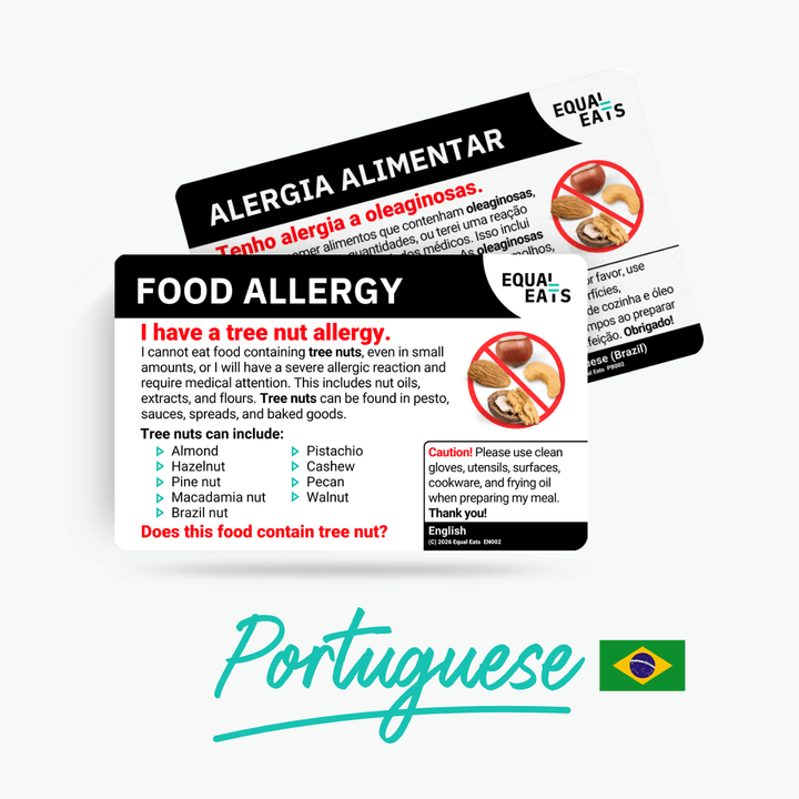 Portuguese (Brazil) Tree Nut Allergy Card