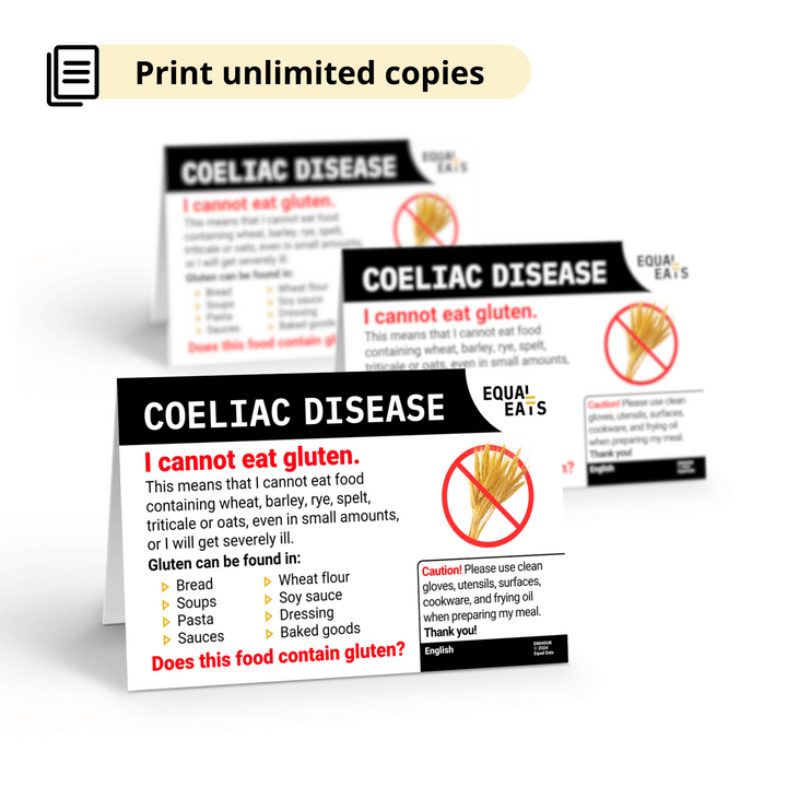 Gluten Free Coeliac Cards