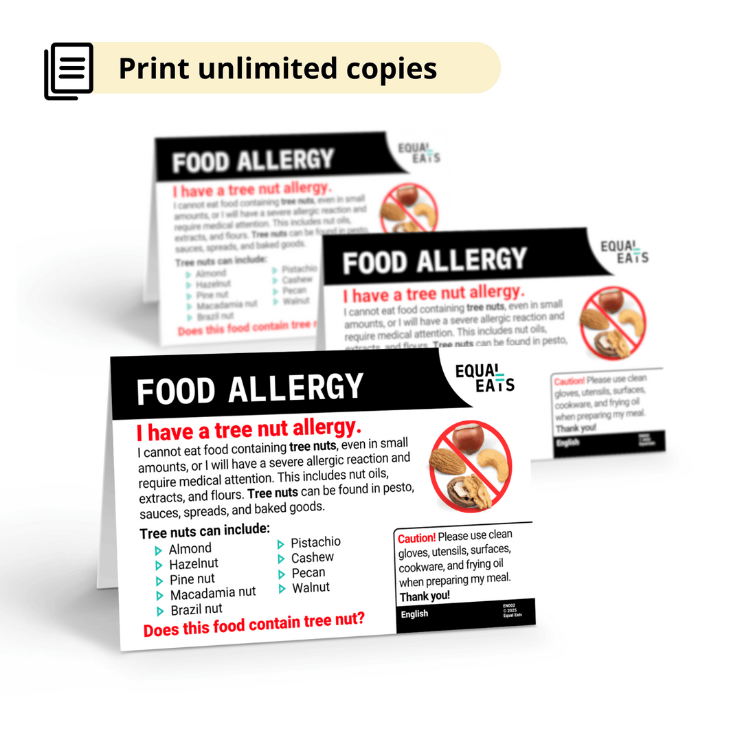 Tree Nut Allergy Printable Card (PDF Download)