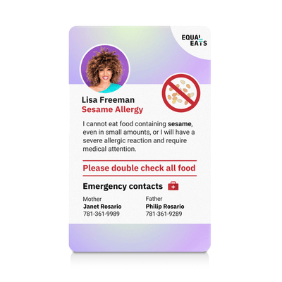Purple Shine Sesame Allergy ID Card (EqualEats)