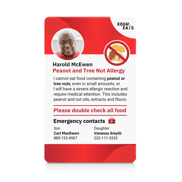 Red Alert Peanut and Tree Nut Allergy ID Card (EqualEats)