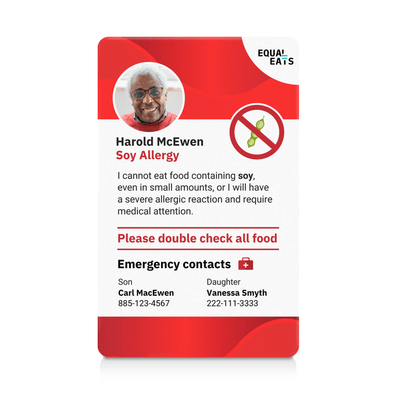 Red Alert Soy Allergy ID Card (EqualEats)