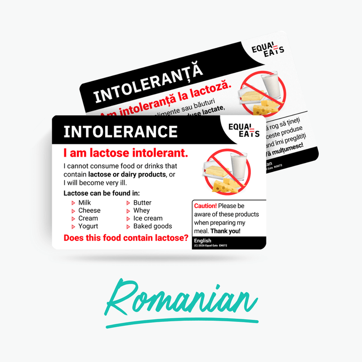 Romanian Lactose Intolerance Card