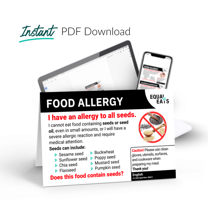 Seed Allergy Printable Card (PDF Download)