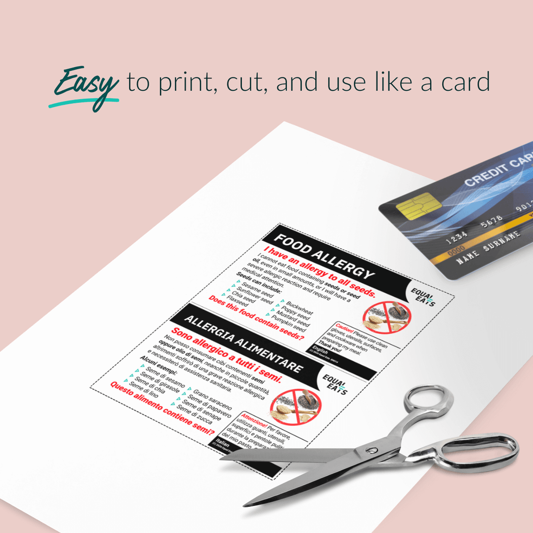 Seed Allergy Printable Card (PDF Download)