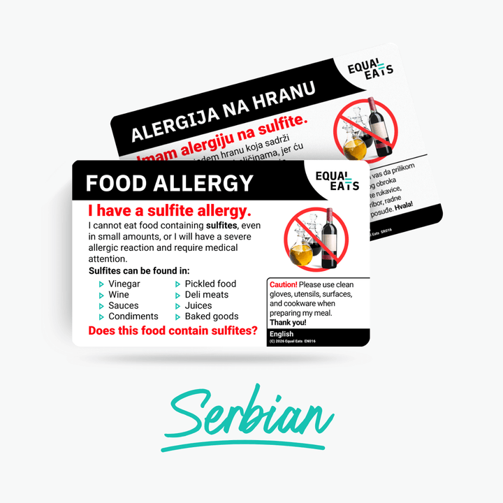 Serbian Sulfite Allergy Card