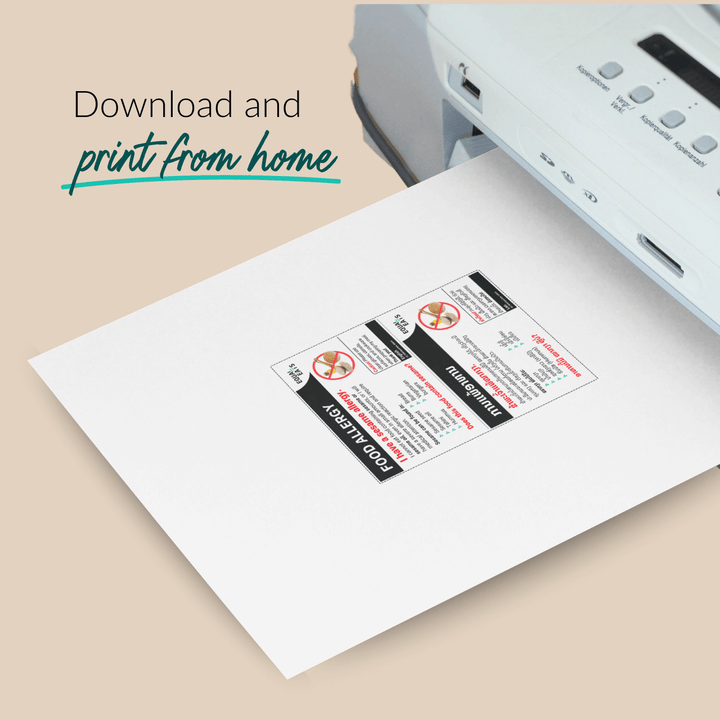 Sesame Allergy Printable Card (PDF Download)