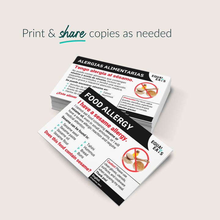 Seed Allergy Printable Card (PDF Download)