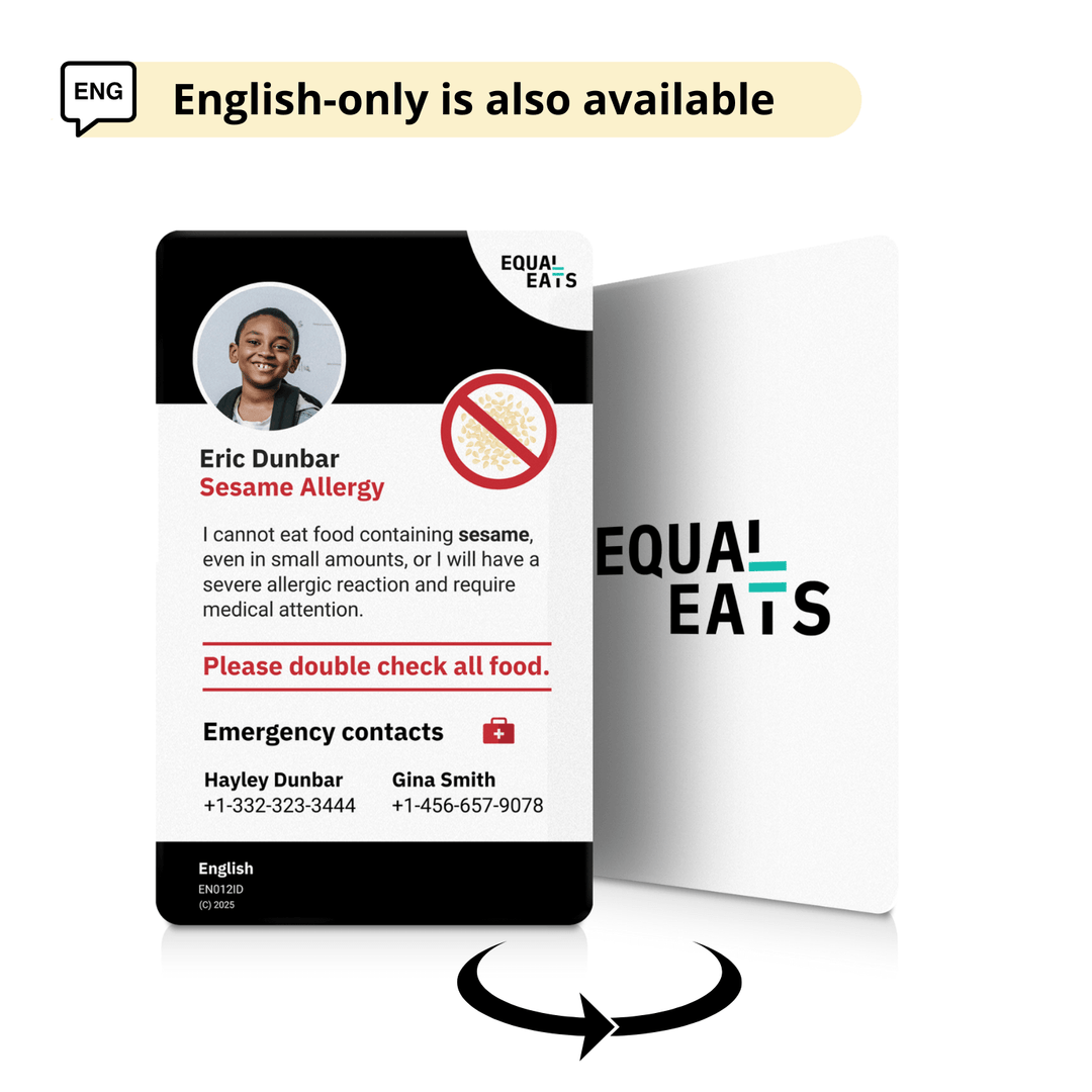 Sesame Allergy Emergency ID Translation Card