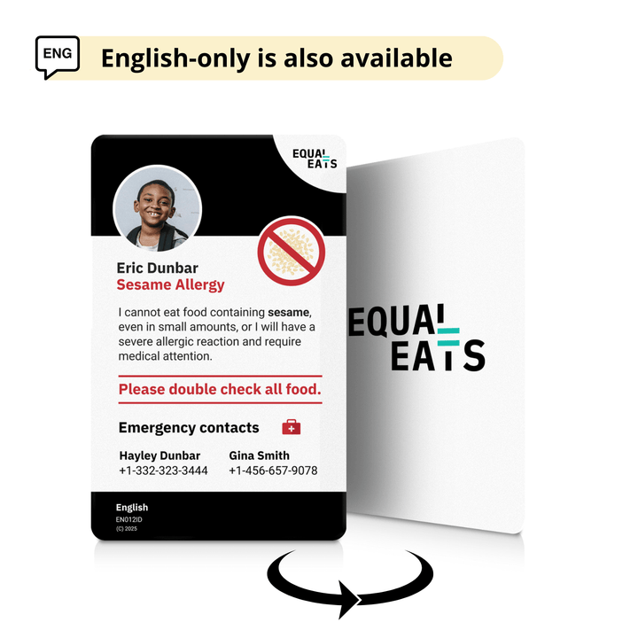 Sesame Allergy Emergency ID Translation Card
