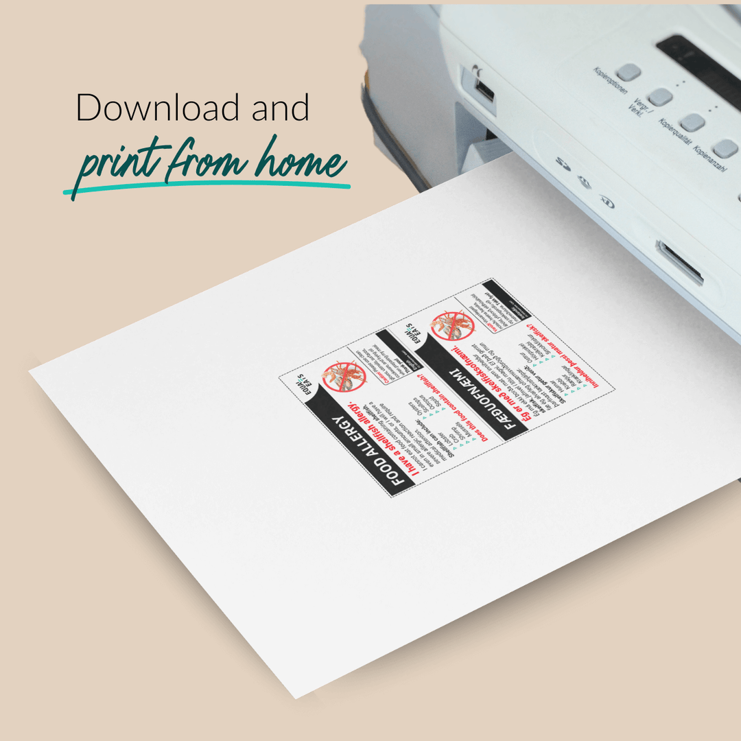 Shellfish Allergy Printable Card (PDF Download)