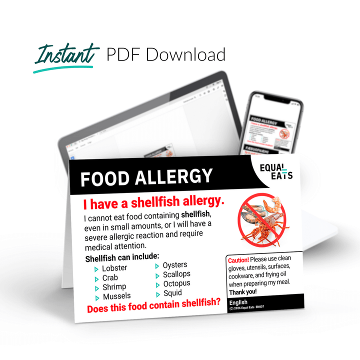 Shellfish Allergy Printable Card (PDF Download)