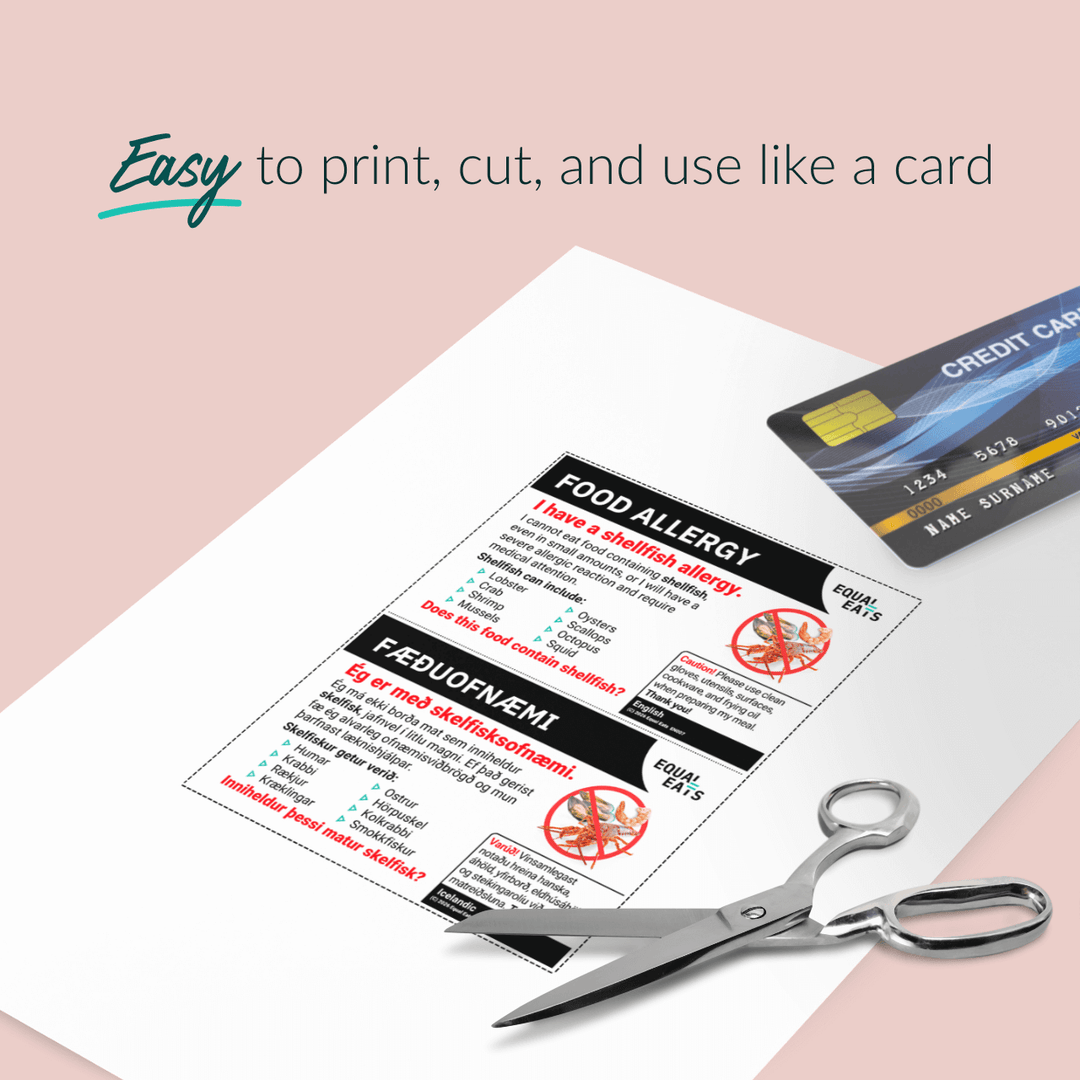 Shellfish Allergy Printable Card (PDF Download)