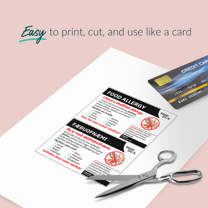 Shellfish Allergy Printable Card (PDF Download)