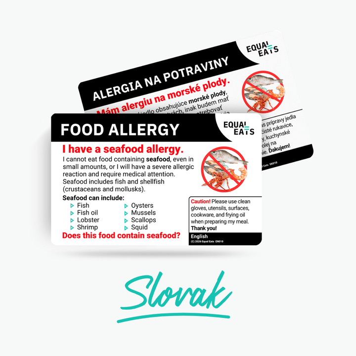 Slovak Seafood Allergy Card