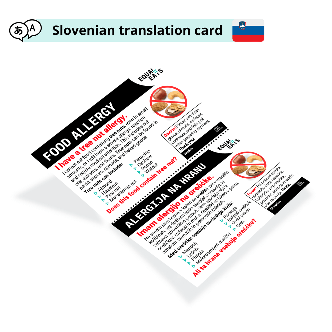 Slovenian Tree Nut Allergy Card