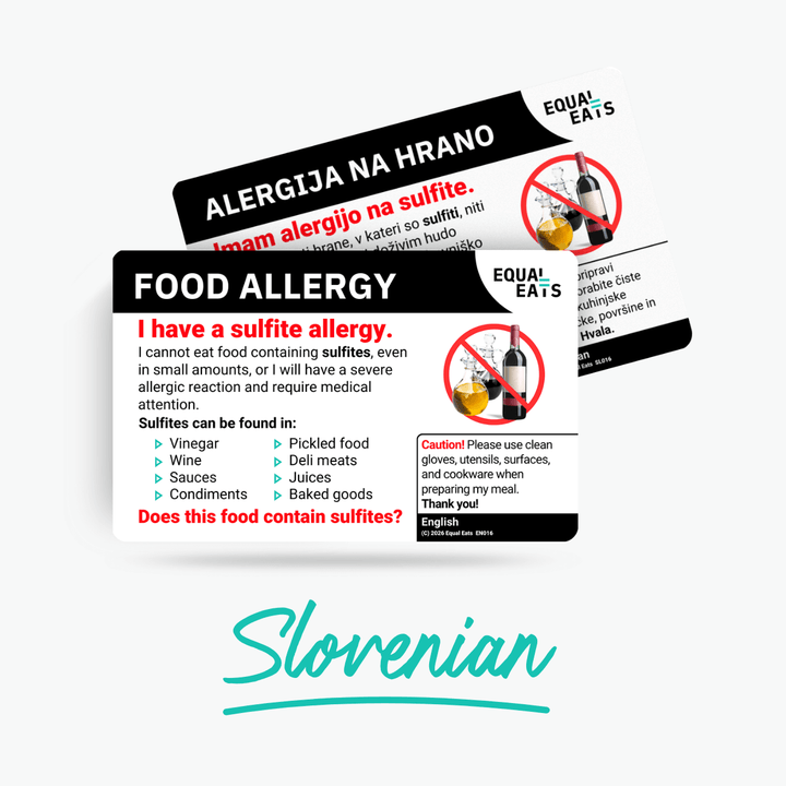 Slovenian Sulfite Allergy Card