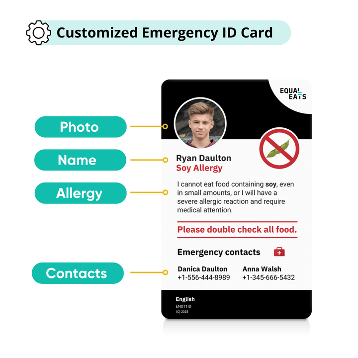 Soy Allergy Emergency ID Translation Card