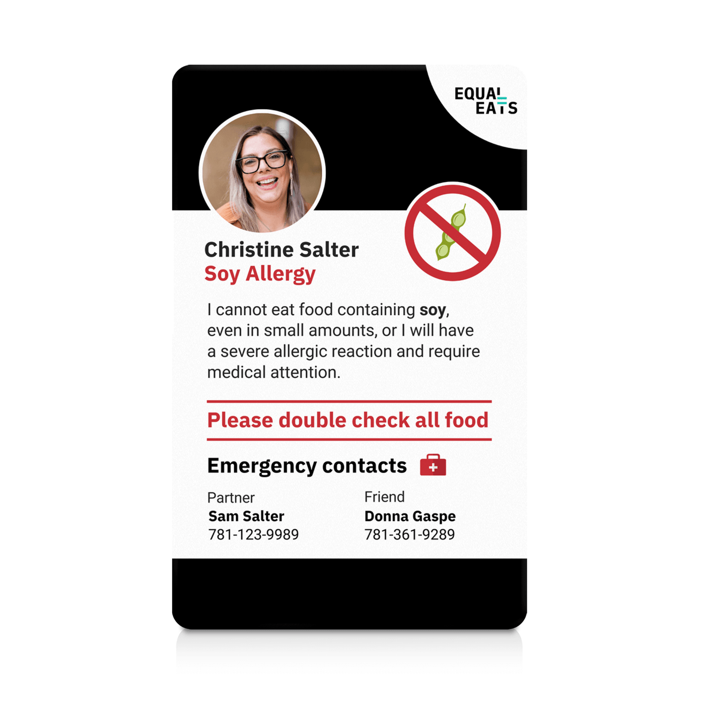 Classic Soy Allergy ID Card (EqualEats)