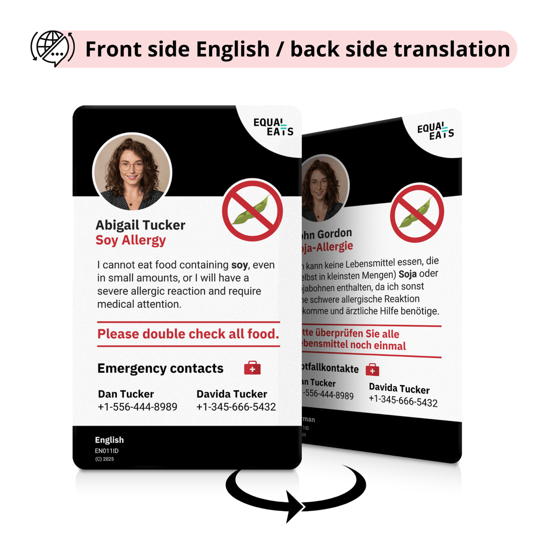 Soy Allergy Emergency ID Translation Card