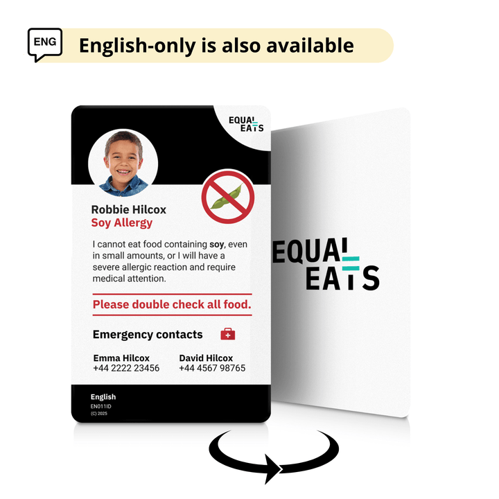 Soy Allergy Emergency ID Translation Card