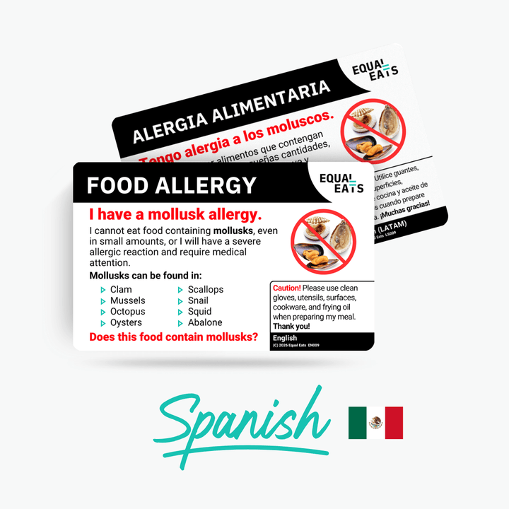 Spanish (Latin America) Mollusk Allergy Card