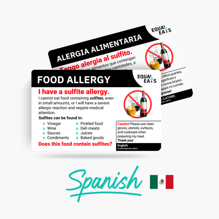 Spanish (Latin America) Sulfite Allergy Card