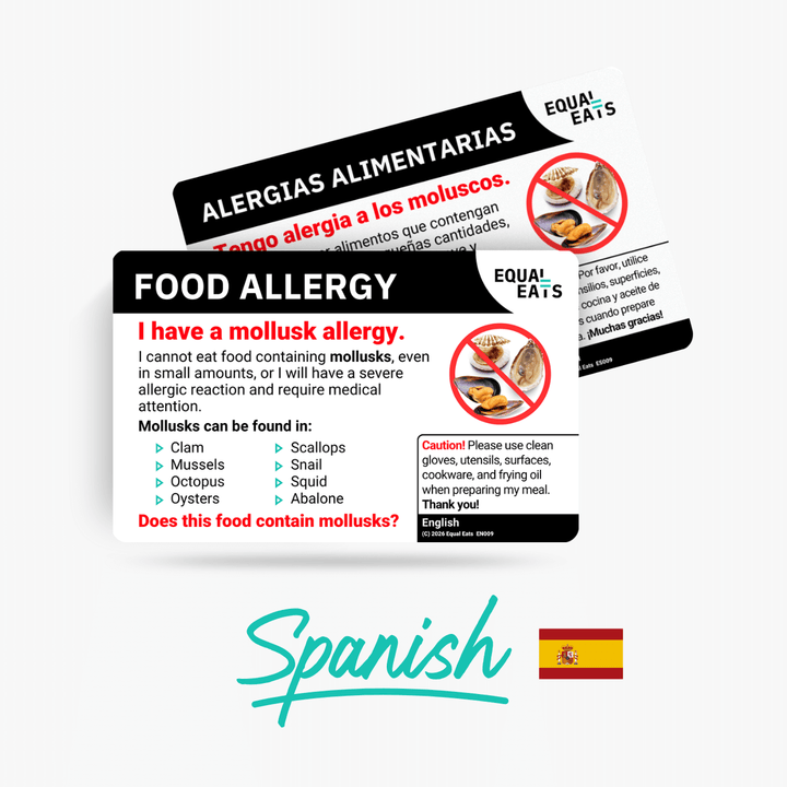 Spanish (Spain) Mollusk Allergy Card