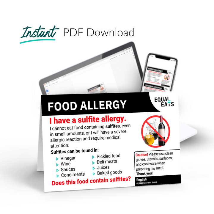 Sulfite Allergy Printable Card (PDF Download)